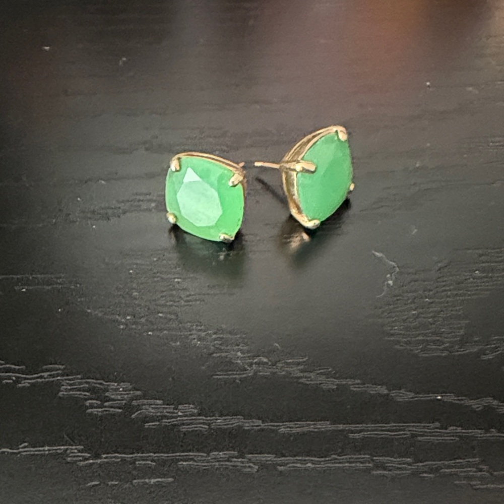 kate spade Gold-Tone Green Faceted Teardrop Stud Earrings